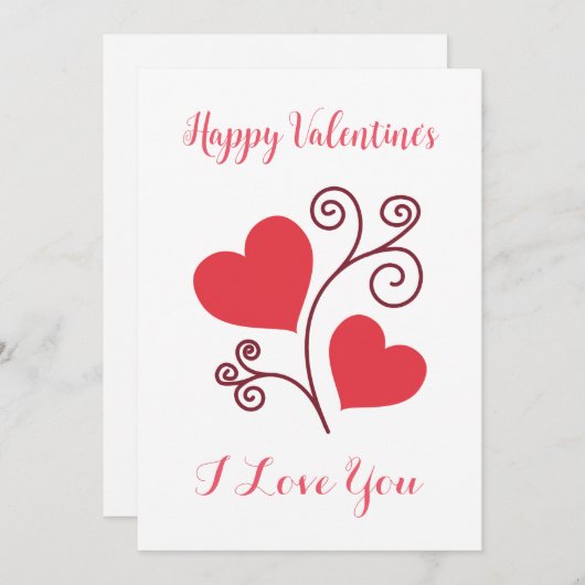 カスタムバレンタインカードミニマルモダンリストシック シーズンカード (正面/裏面)