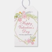 カスタムバレンタインデーかわいらしピンクフローラパーティー ギフトタグ (正面)
