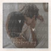 カスタムバレンタインデーのロマンチックなカップルの写真 ガラスコースター (正面)