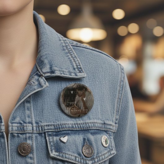 カスタムバレンタインデーのロマンチックなカップルの写真 缶バッジ