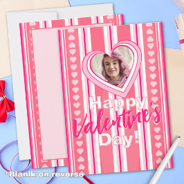 カスタムバレンタインデーストライプズのホリデーカード シーズンカード