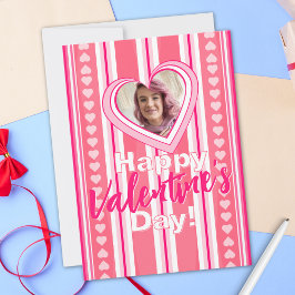 カスタムバレンタインデーストライプズのホリデーカード シーズンカード