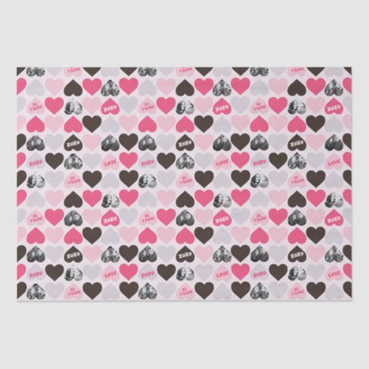 カスタムバレンタインデーハートコラージュ 薄葉紙 (正面)