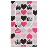 カスタムバレンタインデーハート写真コラージュ スモールペーパーバッグ (正面)