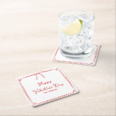 カスタムバレンタインデーパーティーかわいいレッドボウハート スクエアペーパーコースター (インサイチュ)