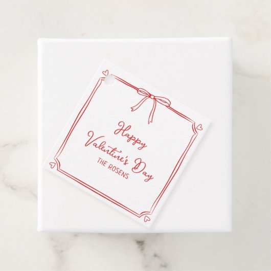 カスタムバレンタインデーパーティーかわいいレッドボウハート フェイバータグ (インサイチュ)