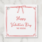 カスタムバレンタインデーパーティーかわいいレッドボウハート フェイバータグ (正面)