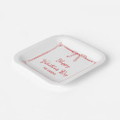 カスタムバレンタインデーパーティーかわいいレッドボウハート ペーパープレート (傾斜あり)