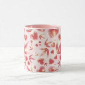 カスタムバレンタインデーピンクハート光沢のあるドット光 マグカップ (中央)