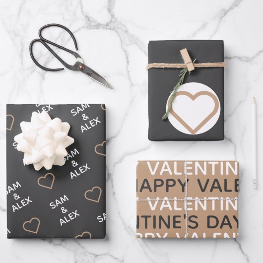 カスタムバレンタインデーラッピング紙 ラッピングペーパーシート (正面)