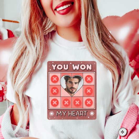 カスタムバレンタイン写真愛着Tic-Tac-Toe Tシャツ