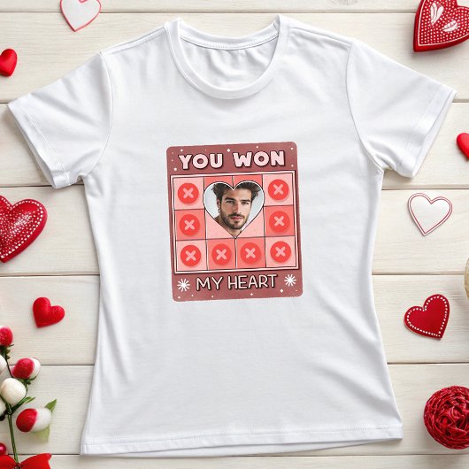 カスタムバレンタイン写真愛着Tic-Tac-Toe Tシャツ