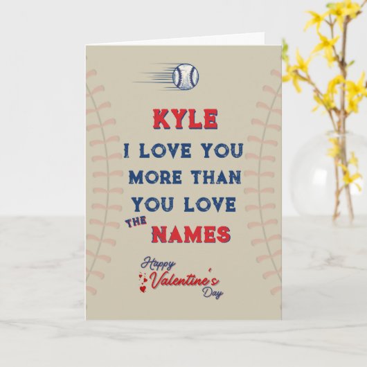 カスタムバレンタイン挨拶カード、野球カード カード (黄色い花)