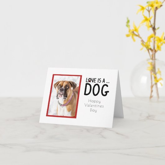 カスタムバレンタイン - 犬の挨拶 カード (黄色い花)