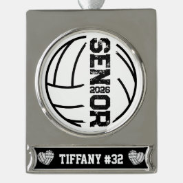 カスタムバレーボールのシニア動揺して年番号 シルバープレートバナーオーナメント