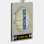 カスタムバレーボールのシニア動揺して年番号 シルバープレートバナーオーナメント (右)