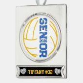 カスタムバレーボールのシニア動揺して年番号 シルバープレートバナーオーナメント (左)