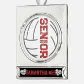 カスタムバレーボールのシニア動揺して年番号 シルバープレートバナーオーナメント (左)