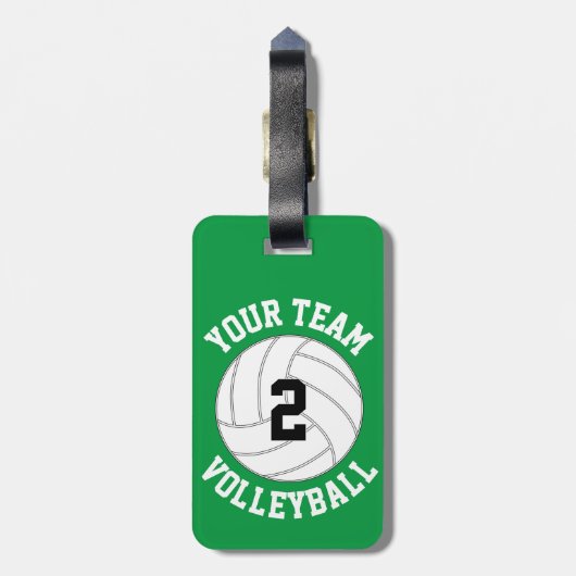 カスタムバレーボールのチーム名、プレイヤー番号、色 ラゲッジタグ (裏面縦)