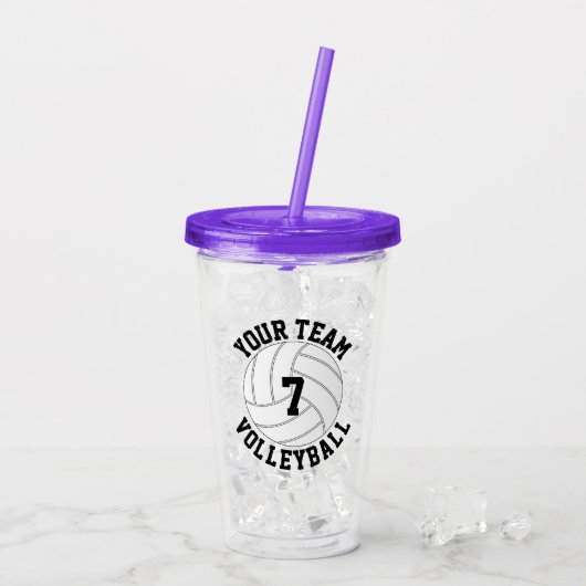 カスタムバレーボールのチーム名&選手ナンバスポーツ アクリルタンブラー (アイス裏面)