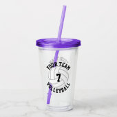 カスタムバレーボールのチーム名&選手ナンバスポーツ アクリルタンブラー (裏面)