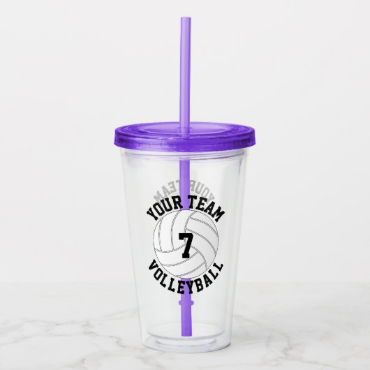 カスタムバレーボールのチーム名&選手ナンバスポーツ アクリルタンブラー (正面)