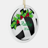 カスタムバレーボールクリスマス飾りブラック – 白 セラミックオーナメント (右)