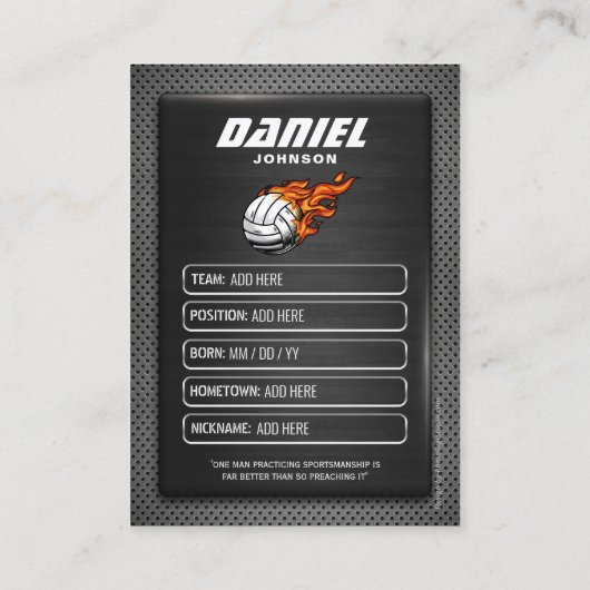 カスタムバレーボールトレーディングカードボレープレイヤーカード コーリングカード (裏面)