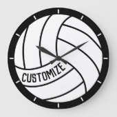 カスタムバレーボールプレーヤー/チーム名または文字スポーツ ラージ壁時計 (正面)