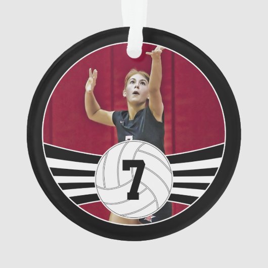 カスタムバレーボール写真&文字クリスマスオーナメント オーナメント (裏面)