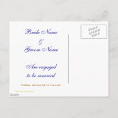 カスタムバロック様式の青い金ゴールドポストカードを保存 案内ポストカード (裏面)