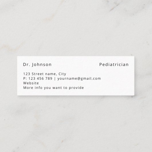 カスタムバンダイドパッチ医療プロフェッショナル スキニー名刺 (裏面)