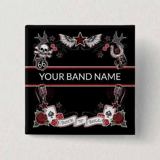 カスタムバンドマーチピンロカビリーロック転がボタン 缶バッジ (正面)