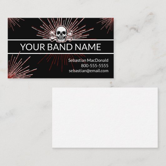 カスタムバンド名ロック&ギタ転がーミュージシャン音楽 名刺 (正面/裏面)