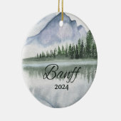 カスタムバンフウォーターカラーマウンテンレイクツリーズ セラミックオーナメント (右)