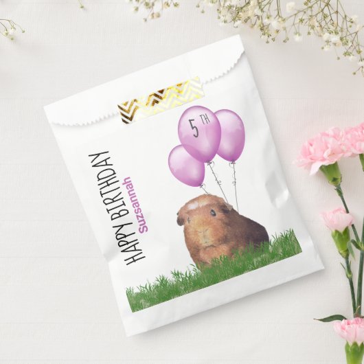 カスタムバースデーギニアピグパープルバルーン好意B フェイバーバッグ (封をした状態)