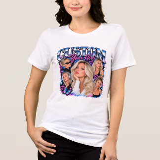 カスタムバースデーポートレートコラージュ レトログラマラス トライブレンドTシャツ