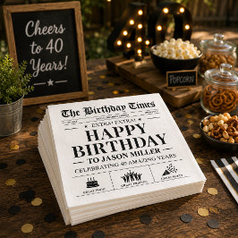 カスタムバースデー新聞ナプキン、楽しい誕生日 スタンダードランチョンナプキン
