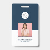 カスタムバーバッジ、写真コード、ロゴ、名前バッジ バッジ (正面)