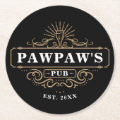 カスタムバーポーパズパブホーム年設立 ラウンドペーパーコースター (正面)