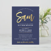 カスタムバー(ユダヤ教の)バル・ミツバー海軍+金ゴールド名SAM 招待状 (スタンド正面)