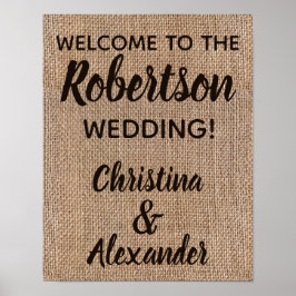 カスタムバ素朴ラップVintage Wedding Welcome Sign ポスター