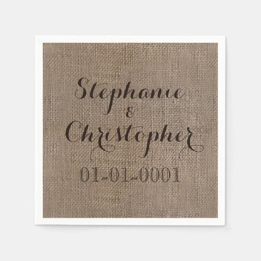 カスタムバ素朴ラ結婚ップブライダルシャワー スタンダードカクテルナプキン (正面)