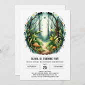 カスタムパインツリーズウッドランド誕生日 招待状 (正面/裏面)
