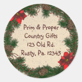 カスタムパインホリデーステッカー ラウンドシール (正面)