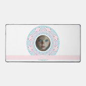 カスタムパステルかわいらしピンクアンドブルーマンダラフレーム デスクマット (正面)