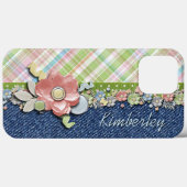 カスタムパステルかわいらしフローラプレイドタータンチェックパターン Case-Mate iPhoneケース (裏面 (横))