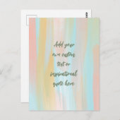 カスタムパステルウォーターカラーやる気を起こさせる引用文 ポストカード (正面/裏面)