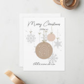 カスタムパステルオーナメントと雪の結晶 ピンク ノートカード (正面/裏面インサイチュ)