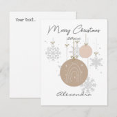 カスタムパステルオーナメントと雪の結晶 ピンク ノートカード (正面/裏面)